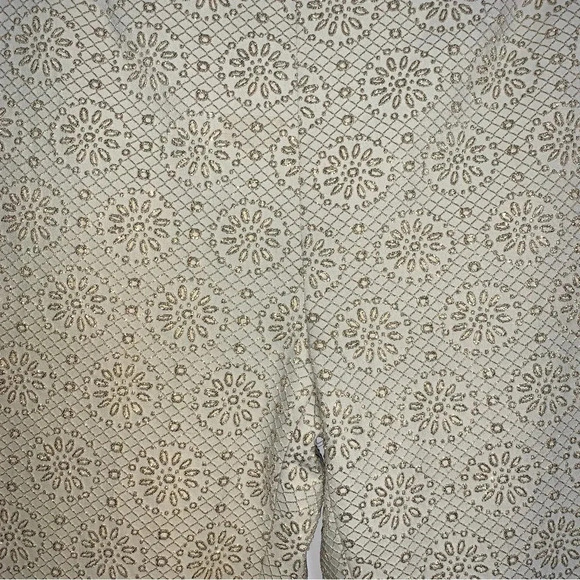 CELINE Women's Pants Gold Metallic Embossed High Waist Straight Leg Trouser 6 - Picture 11 of 16